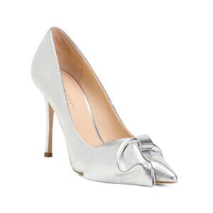 DEE OCLEPPO Silver Leather Delhi Heels With Bow